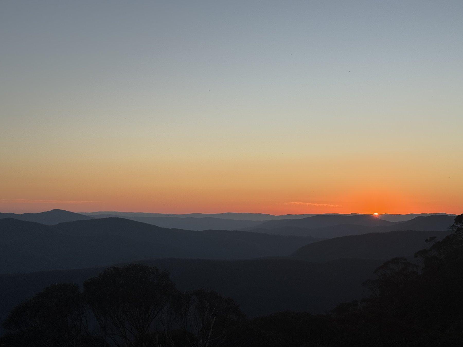 Sunset over the Victorian High Country from Mount Hotham