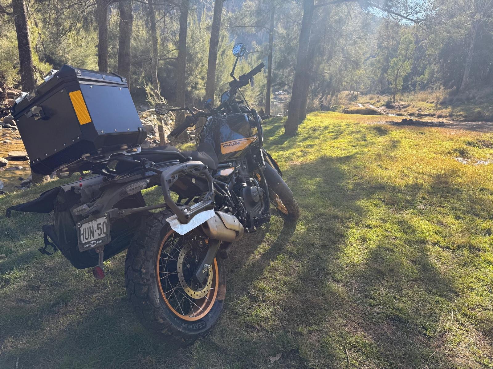 Hunter from the rear by a creek, HUN50 Australian plate still on the back