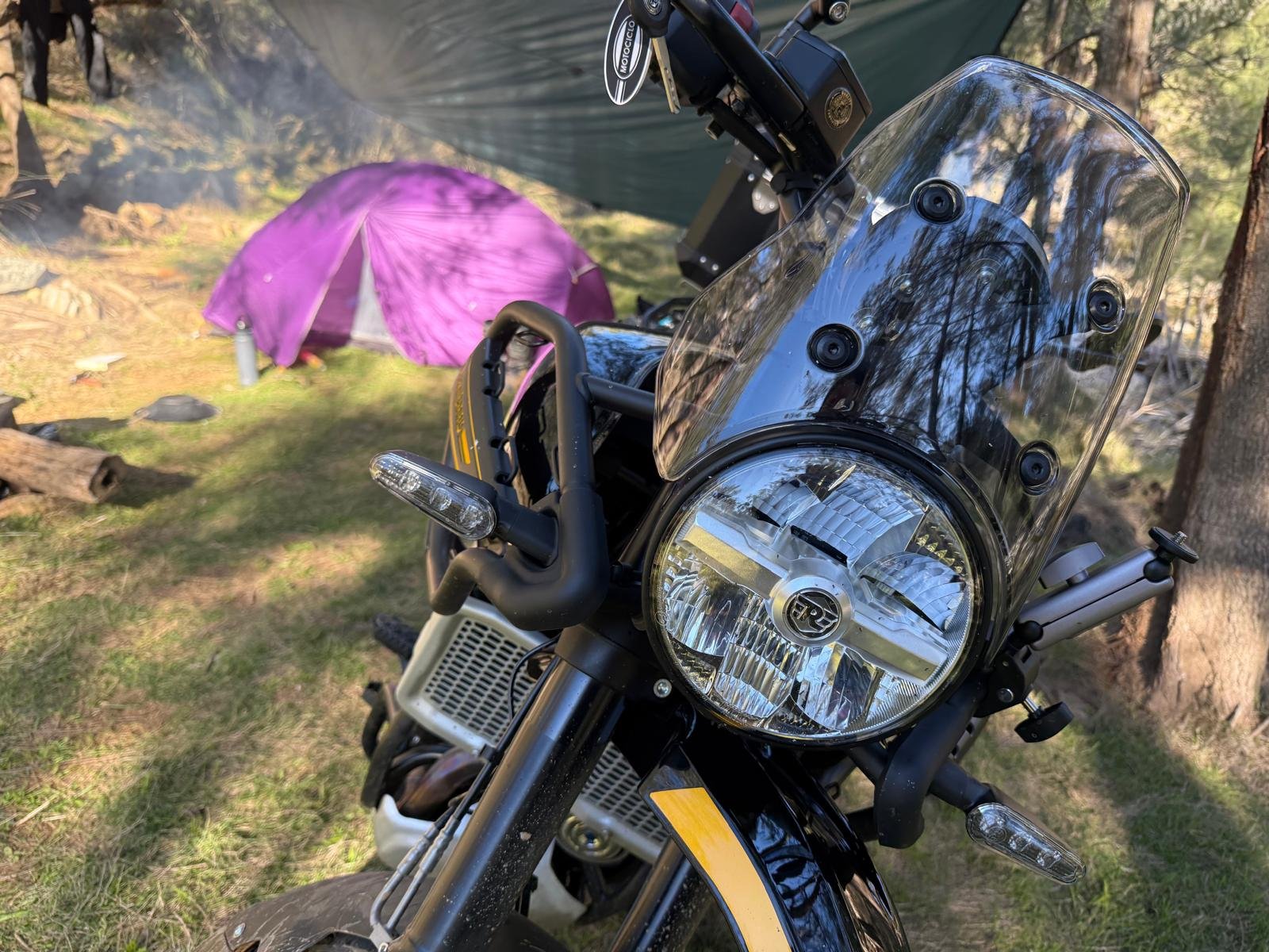 Headlight at camp — the night before a long day